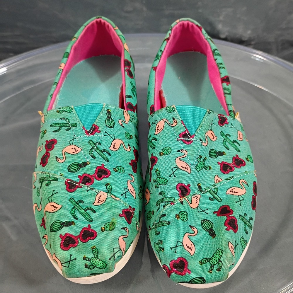 TOMS Classic Alpargata Green Flamingo Cactus Heart Sunglasses Shoes Womens 6.5